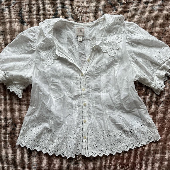 Doen x GAP White Eyelet Blouse sz S - Picture 3 of 6